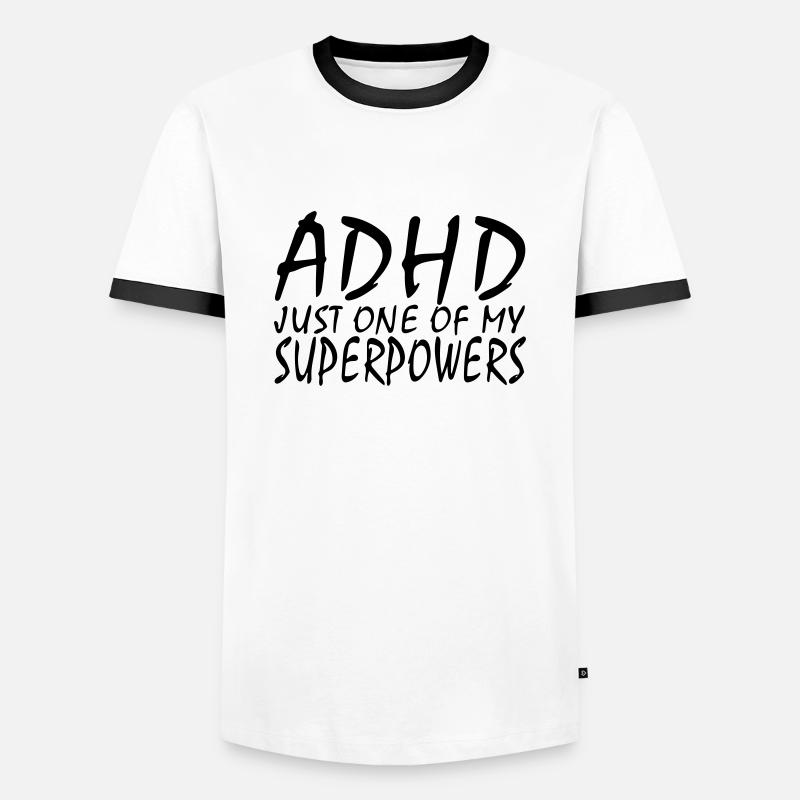 ADHS - Männer Kontrast-T-Shirt - Weiß/Schwarz