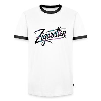 Zigaretten - Funny Deutsche Raucher Memes - Männer Kontrast-T-Shirt - Weiß/Schwarz - Vorne - AI Model Female 172 light (172cm) & AI Model Male 178 dark (178cm)