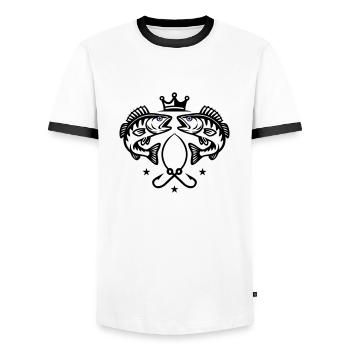 Angeln Hecht Fisch Symbol - Männer Kontrast-T-Shirt - Weiß/Schwarz - Vorne - AI Model Female 172 light (172cm) & AI Model Male 178 dark (178cm)