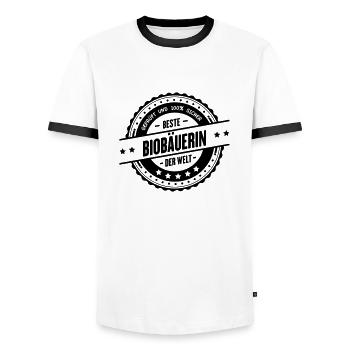 Beste Biobäuerin - Männer Kontrast-T-Shirt - Weiß/Schwarz - Vorne - AI Model Female 172 light (172cm) & AI Model Male 178 dark (178cm)