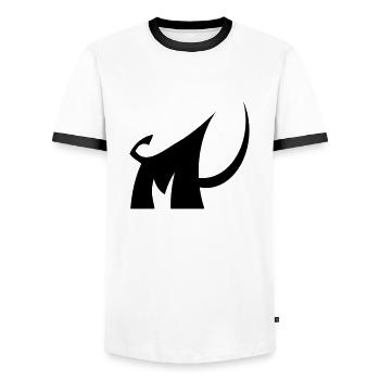 M wie Mammut - Männer Kontrast-T-Shirt - Weiß/Schwarz - Vorne - AI Model Female 172 light (172cm) & AI Model Male 178 dark (178cm)