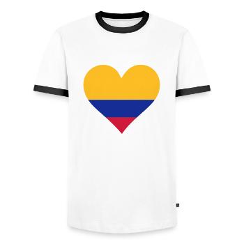Un Cœur pour la Colombie - T-shirt contrasté Homme - blanc/noir - Devant - AI Model Female 172 light (172cm) & AI Model Male 178 dark (178cm)