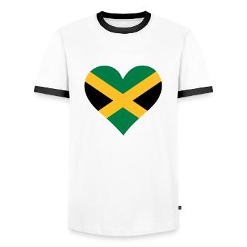 A heart for Jamaica - Men's Ringer Shirt - white/black - Front - AI Model Female 172 light (172cm) & AI Model Male 178 dark (178cm)