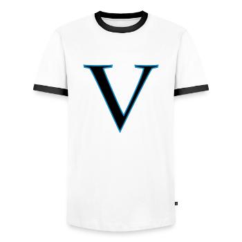 roman5 - T-shirt contrasté Homme - blanc/noir - Devant - AI Model Female 172 light (172cm) & AI Model Male 178 dark (178cm)