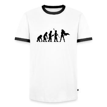 Evolution Superheldin Heldin Power Girl Geschenk - Männer Kontrast-T-Shirt - Weiß/Schwarz - Vorne - AI Model Female 172 light (172cm) & AI Model Male 178 dark (178cm)