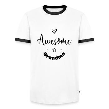Awesome-Grandma - T-shirt contrasté Homme - blanc/noir - Devant - AI Model Female 172 light (172cm) & AI Model Male 178 dark (178cm)