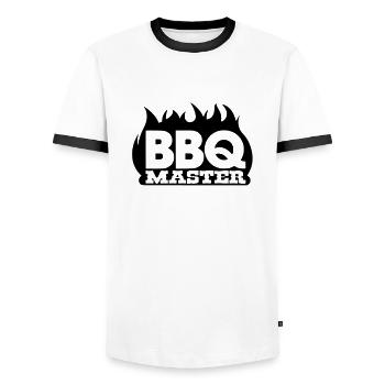 bbq_master - T-shirt contrasté Homme - blanc/noir - Devant - AI Model Female 172 light (172cm) & AI Model Male 178 dark (178cm)