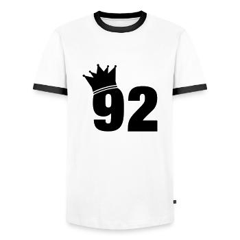 92_krone_f1 - Männer Kontrast-T-Shirt - Weiß/Schwarz - Vorne - AI Model Female 172 light (172cm) & AI Model Male 178 dark (178cm)