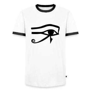Eye of Horus - Oeil d'Horus - T-shirt contrasté Homme - blanc/noir - Devant - AI Model Female 172 light (172cm) & AI Model Male 178 dark (178cm)