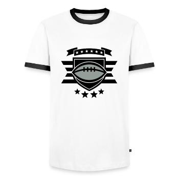 Football Abzeichen 01 - Männer Kontrast-T-Shirt - Weiß/Schwarz - Vorne - AI Model Female 172 light (172cm) & AI Model Male 178 dark (178cm)