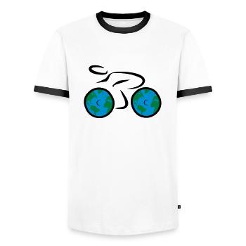 Fahrrad - Männer Kontrast-T-Shirt - Weiß/Schwarz - Vorne - AI Model Female 172 light (172cm) & AI Model Male 178 dark (178cm)