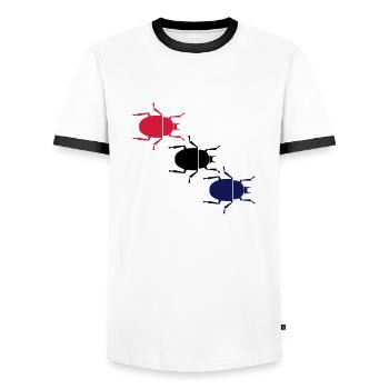 kaefer_004 - T-shirt contrasté Homme - blanc/noir - Devant - AI Model Female 172 light (172cm) & AI Model Male 178 dark (178cm)