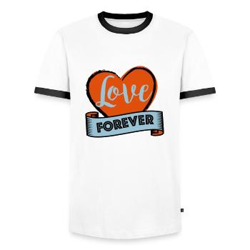 Liebe für immer blau und rot - Valentinstag - Männer Kontrast-T-Shirt - Weiß/Schwarz - Vorne - AI Model Female 172 light (172cm) & AI Model Male 178 dark (178cm)