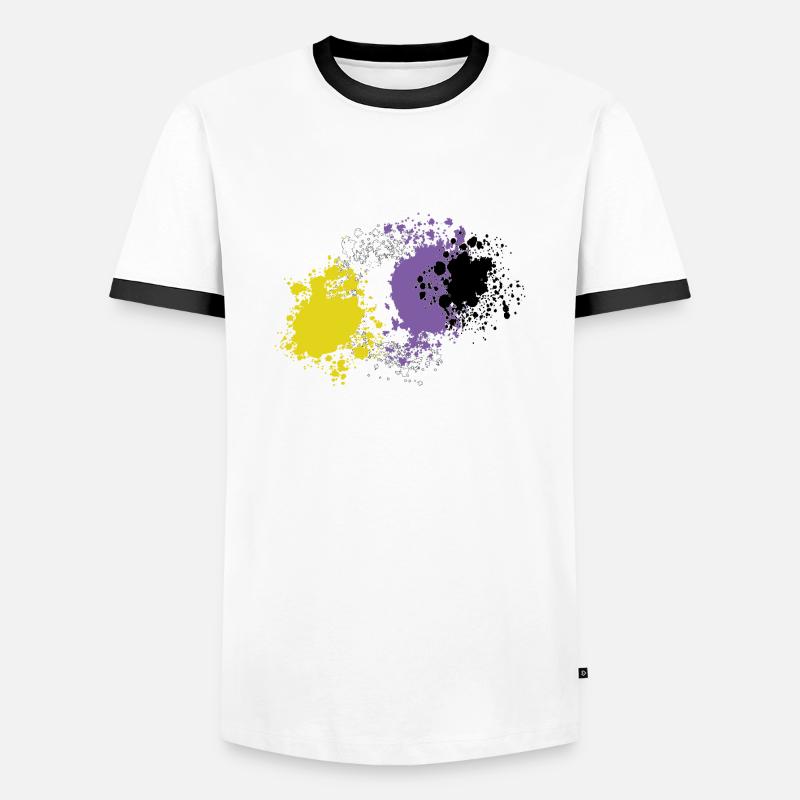 Non-binary pride blobs - Men's Ringer Shirt - white/black