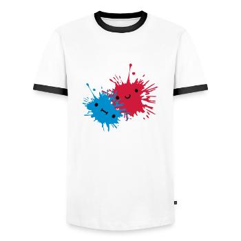 2 sweet blobs - Men's Ringer Shirt - white/black - Front - AI Model Female 172 light (172cm) & AI Model Male 178 dark (178cm)