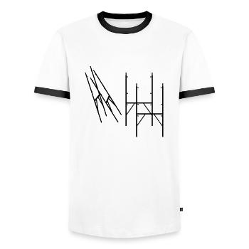 metal scaffolding for construction - Men's Ringer Shirt - white/black - Front - AI Model Female 172 light (172cm) & AI Model Male 178 dark (178cm)