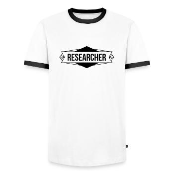 Researcher / Scientific Research - Men's Ringer Shirt - white/black - Front - AI Model Female 172 light (172cm) & AI Model Male 178 dark (178cm)