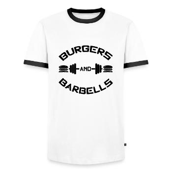 Burgers and Barbells - Männer Kontrast-T-Shirt - Weiß/Schwarz - Vorne - AI Model Female 172 light (172cm) & AI Model Male 178 dark (178cm)