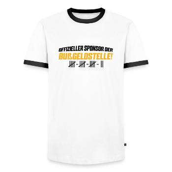 Offizieller Sponsor der Bußgeldstelle Deisgn - Männer Kontrast-T-Shirt - Weiß/Schwarz - Vorne - AI Model Female 172 light (172cm) & AI Model Male 178 dark (178cm)