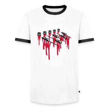 Blood Drops Mixer - Men's Ringer Shirt - white/black - Front - AI Model Female 172 light (172cm) & AI Model Male 178 dark (178cm)