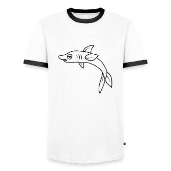 Bored Angry Fish - Men's Ringer Shirt - white/black - Front - AI Model Female 172 light (172cm) & AI Model Male 178 dark (178cm)