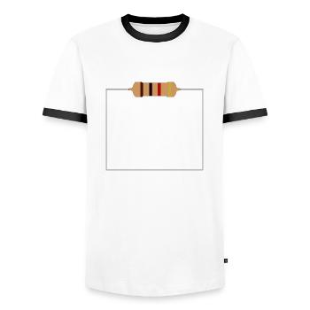 Lustiger Spruch Widerstand ist zwecklos Elektronik - Männer Kontrast-T-Shirt - Weiß/Schwarz - Vorne - AI Model Female 172 light (172cm) & AI Model Male 178 dark (178cm)