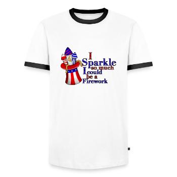 I Sparkle So Much I Could Be A Firework - Men's Ringer Shirt - white/black - Front - AI Model Female 172 light (172cm) & AI Model Male 178 dark (178cm)