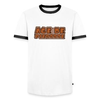 Logo Age de Pierrre - T-shirt contrasté Homme - blanc/noir - Devant - AI Model Female 172 light (172cm) & AI Model Male 178 dark (178cm)