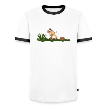 Hare - Men's Ringer Shirt - white/black - Front - AI Model Female 172 light (172cm) & AI Model Male 178 dark (178cm)