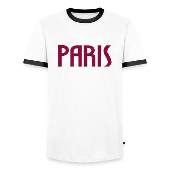 Paris - T-shirt contrasté Homme - blanc/noir - Devant - AI Model Female 172 light (172cm) & AI Model Male 178 dark (178cm)