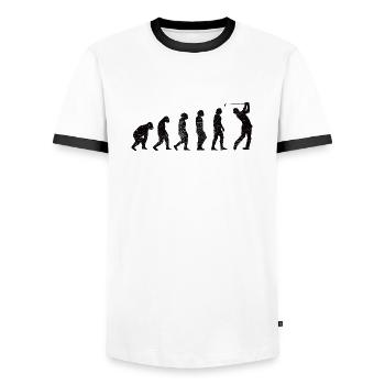 Golf Golf Clubs Golfer Saying Golf Ball - Men's Ringer Shirt - white/black - Front - AI Model Female 172 light (172cm) & AI Model Male 178 dark (178cm)