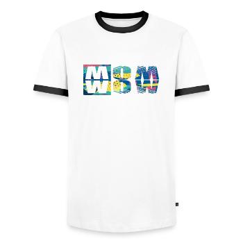 Maman Maman Wow Fête des mères Drôle Mignon Famille Mère - T-shirt contrasté Homme - blanc/noir - Devant - AI Model Female 172 light (172cm) & AI Model Male 178 dark (178cm)