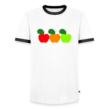 Drei Äpfel - Männer Kontrast-T-Shirt - Weiß/Schwarz - Vorne - AI Model Female 172 light (172cm) & AI Model Male 178 dark (178cm)