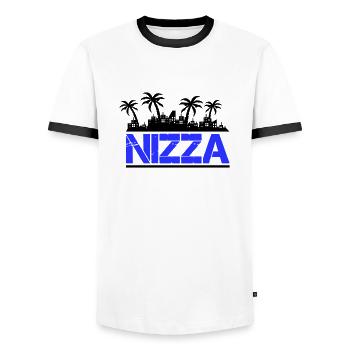 Nice - Men's Ringer Shirt - white/black - Front - AI Model Female 172 light (172cm) & AI Model Male 178 dark (178cm)