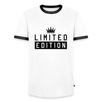 Limited edition - Men's Ringer Shirt - white/black - Front - AI Model Female 172 light (172cm) & AI Model Male 178 dark (178cm)