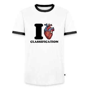 J’adore la classification - T-shirt contrasté Homme - blanc/noir - Devant - AI Model Female 172 light (172cm) & AI Model Male 178 dark (178cm)