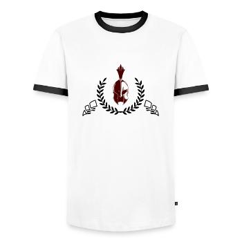 Sparta Helmet - Men's Ringer Shirt - white/black - Front - AI Model Female 172 light (172cm) & AI Model Male 178 dark (178cm)