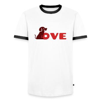 L’amour des chiens - T-shirt contrasté Homme - blanc/noir - Devant - AI Model Female 172 light (172cm) & AI Model Male 178 dark (178cm)