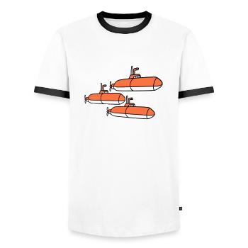 3 Sous-marins Flotte Trois Escadrons Groupe Equipe Équipage - T-shirt contrasté Homme - blanc/noir - Devant - AI Model Female 172 light (172cm) & AI Model Male 178 dark (178cm)