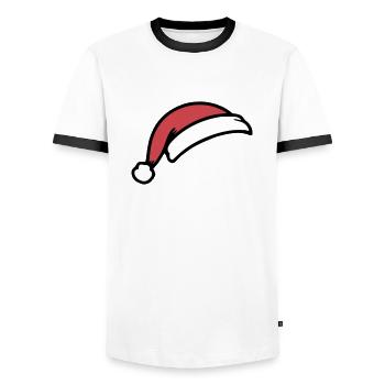 Chapeau de Père Noël - T-shirt contrasté Homme - blanc/noir - Devant - AI Model Female 172 light (172cm) & AI Model Male 178 dark (178cm)