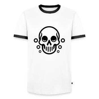 Crâne à bulles - Conception de bande dessinée - T-shirt contrasté Homme - blanc/noir - Devant - AI Model Female 172 light (172cm) & AI Model Male 178 dark (178cm)