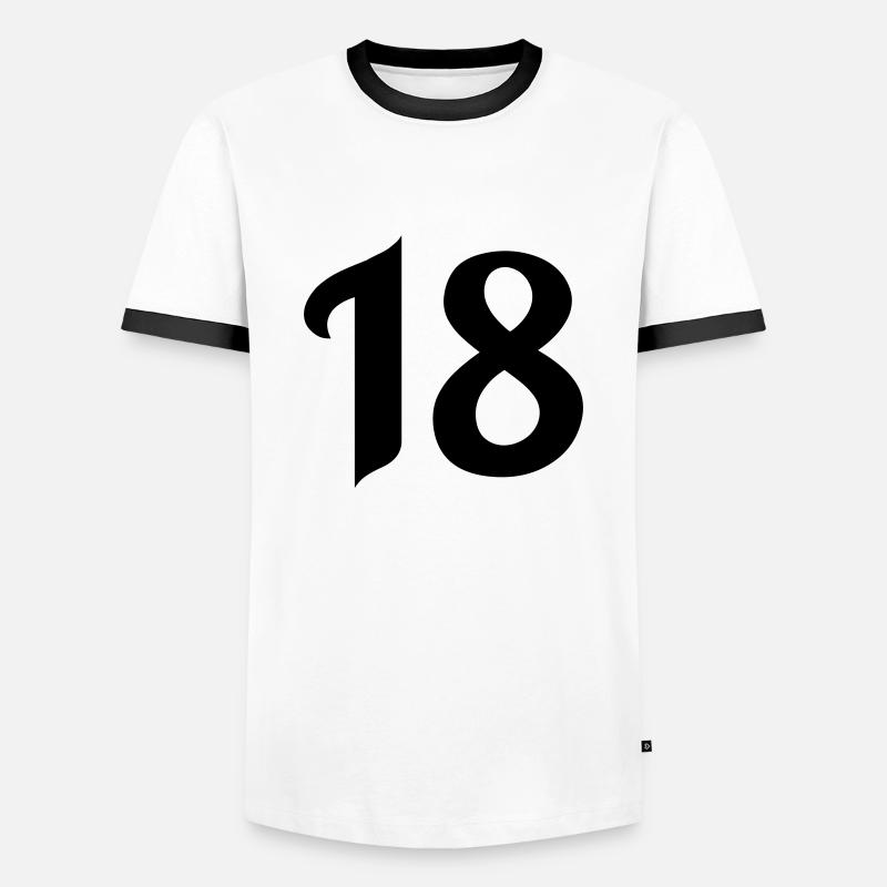 18 - Männer Kontrast-T-Shirt - Weiß/Schwarz