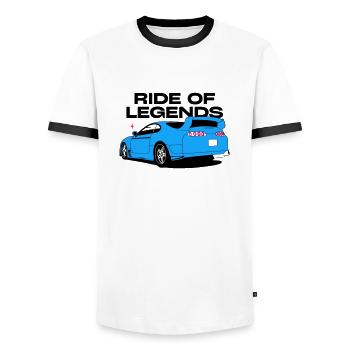 Neonblauer Sportwagen Silhouette - Männer Kontrast-T-Shirt - Weiß/Schwarz - Vorne - AI Model Female 172 light (172cm) & AI Model Male 178 dark (178cm)