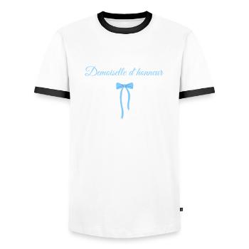 Blue Bow Bridesmaid - Men's Ringer Shirt - white/black - Front - AI Model Female 172 light (172cm) & AI Model Male 178 dark (178cm)