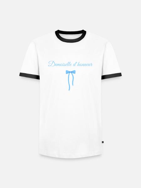 Blue Bow Bridesmaid - Men's Ringer Shirt - white/black
