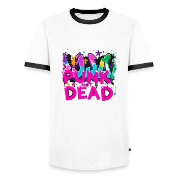 punk is not dead ,letters ,graffiti,typo - Men's Ringer Shirt - white/black - Front - AI Model Female 172 light (172cm) & AI Model Male 178 dark (178cm)