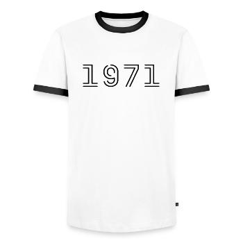 1971 Retro 1971 Cadeau 1971 Vintage 1971 - T-shirt contrasté Homme - blanc/noir - Devant - AI Model Female 172 light (172cm) & AI Model Male 178 dark (178cm)