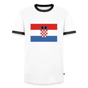 croatia - Men's Ringer Shirt - white/black - Front - AI Model Female 172 light (172cm) & AI Model Male 178 dark (178cm)