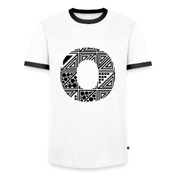 letter O - Men's Ringer Shirt - white/black - Front - AI Model Female 172 light (172cm) & AI Model Male 178 dark (178cm)