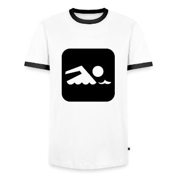 BAIGNADE - T-shirt contrasté Homme - blanc/noir - Devant - AI Model Female 172 light (172cm) & AI Model Male 178 dark (178cm)